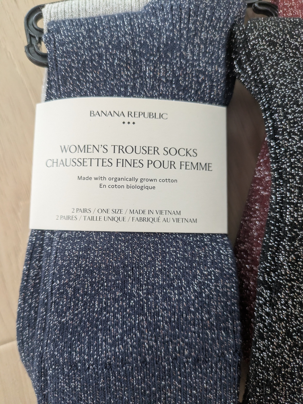 Banana Republic Women's Trouser Socks - Navy with Metallic Thread
